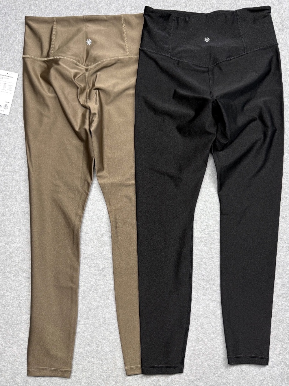 Lot of 2 Athleta Elation High Rise Sheen Tight Leggings MEDIUM Black & Brown